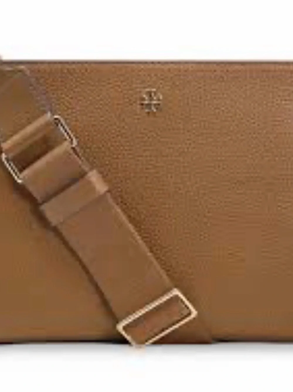 Tory Burch Blake medium brown pebbled leather crossbody purse bag gold